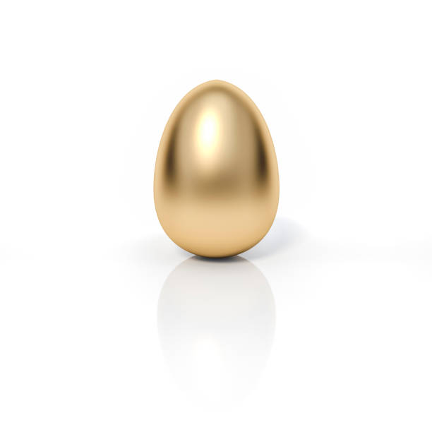 istock Outstanding Metallic golden egg on white background 3d rendering. 3D illustration luxury of easter eggs holiday card template minimal concept. 1207286595