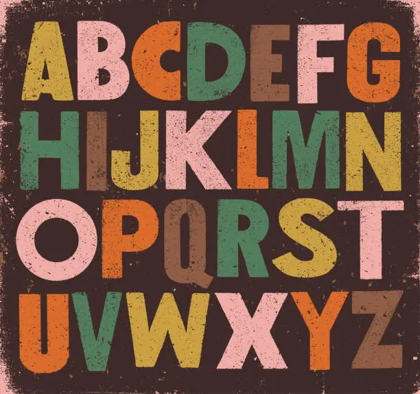 Vector illustration of Bold vintage sans serif alphabet
