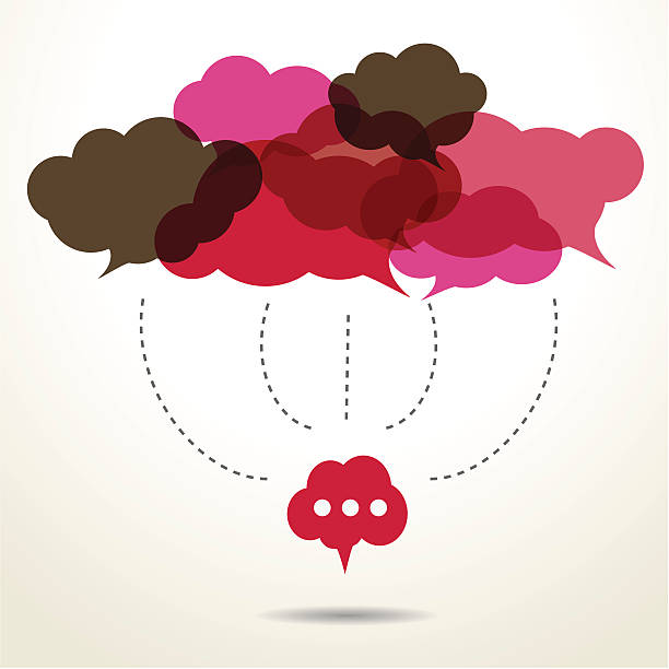 Connected cloud speech bubbles vector art illustration