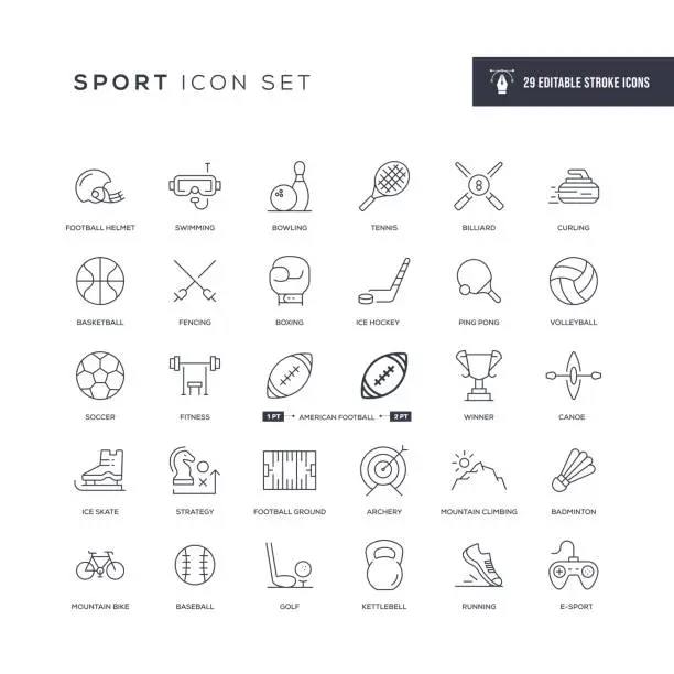 Vector illustration of Sport Editable Stroke Line Icons