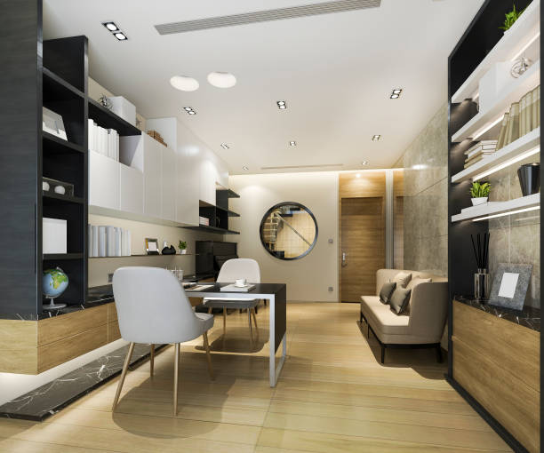 istock 3d rendering luxury business meeting and working room in home office 1207291457