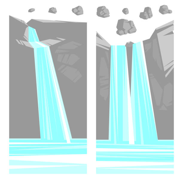 istock Collection of painted stones and waterfalls, vector illustration. 1207291569