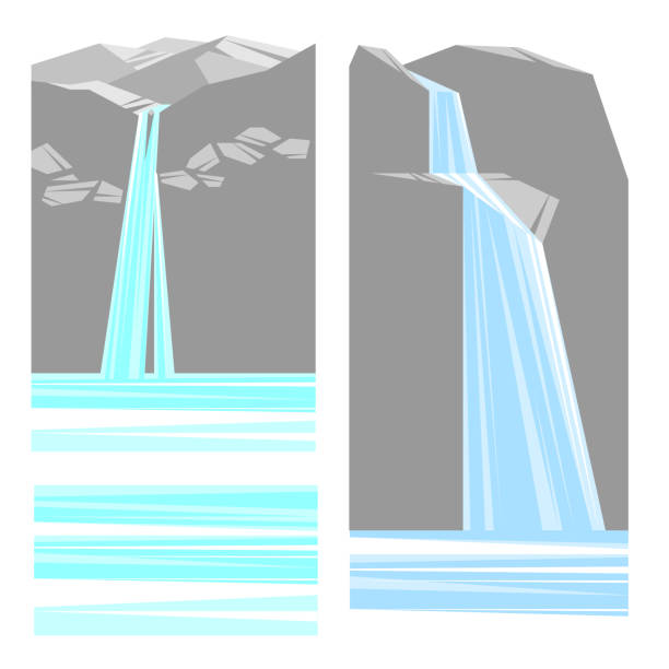 istock Collection of painted stones and waterfalls, vector illustration. 1207291700
