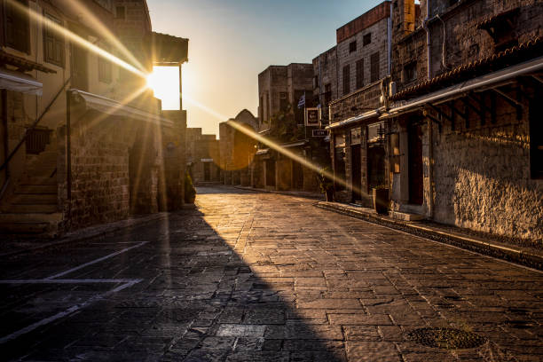 istock Ancient Streets in Rhodes Greece 1207292353