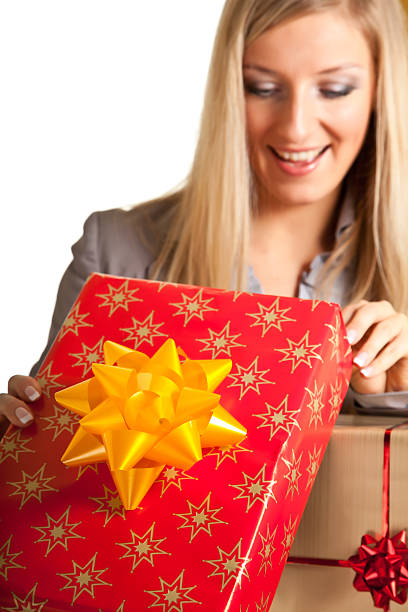 istock Woman with christmas presents 120729255