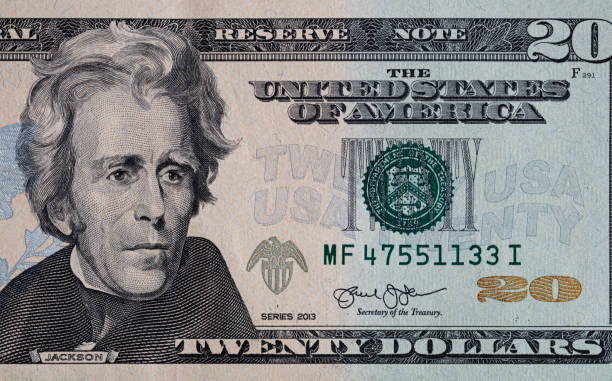 istock Closeup of front side of 20 dollar banknote 1207293072