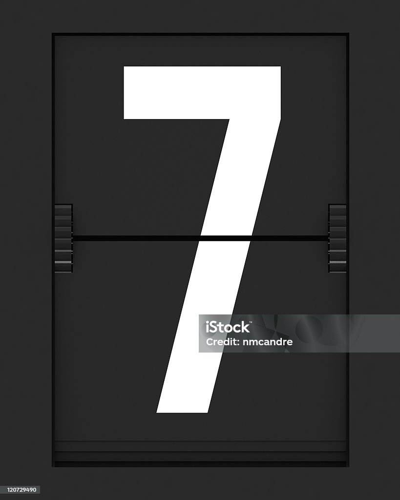 Numero 7 dal calendario meccanico scheda - Foto stock royalty-free di Alfabeto