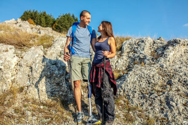 Hiking on the mountains at summer time