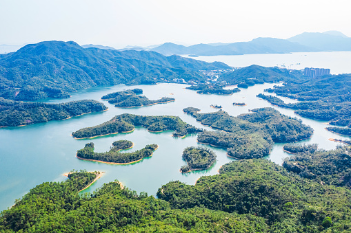 Drone view of Tai Lam Chung Reservoir, Hong Kong