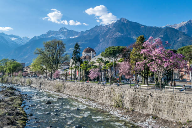 Promenade and Kurhaus in Merano on the Passeier, South Tyrol, Italy, Europe