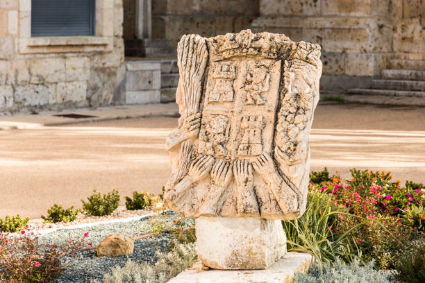 Castromonte, Spain. Emblem of Castile (Castilla) in the garden of the monastery of La Santa Espina (Holy Thorn)