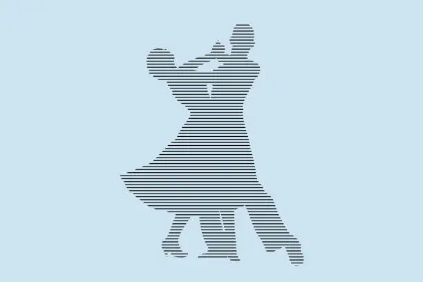 Vector illustration of ballroom dancing partner dancers silhouette