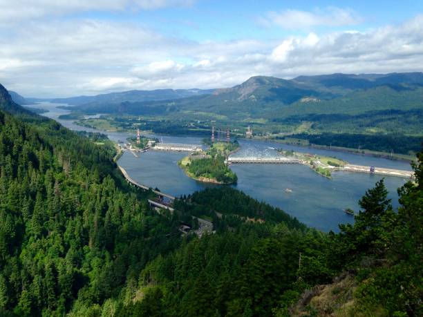 bonneville dam in oregon - oregon forest hydroelectric power columbia river imagens e fotografias de stock