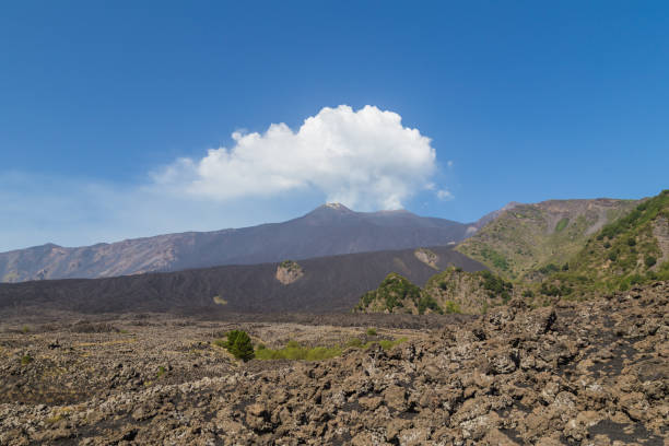 Volcanic landscape around Etna Volcano stock photo