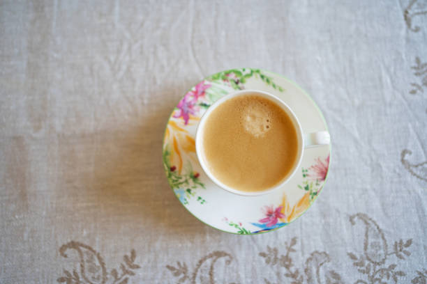 istock coffee with milk beautiful Cup top view free space 1207311554