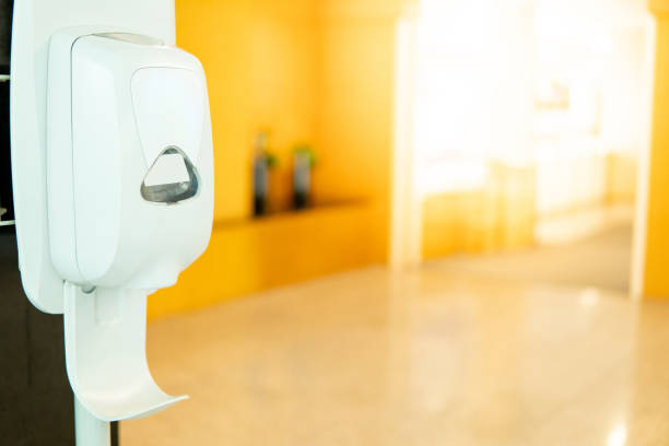 istock Automatic alcohol dispenser in the hospital 1207312467