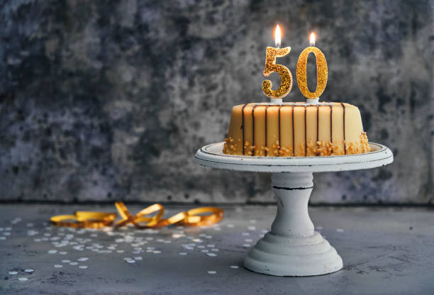 50th Birthday Cake 50th Birthday Cake with Marzipan and Chocolate 50th anniversary photos stock pictures, royalty-free photos & images