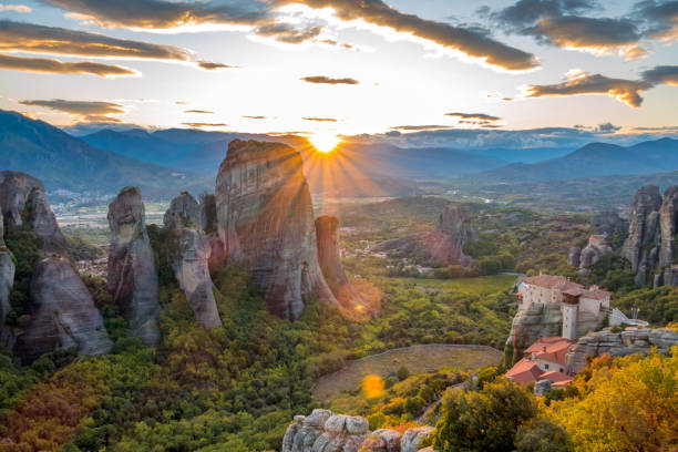 istock Greek Rock Monasteries at Sunset 1207317104