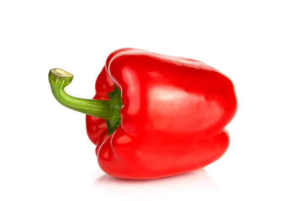 istock One red bell pepper isolated on white background. Close up 1207319508