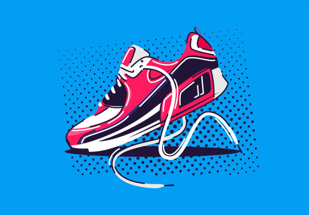 векторная иллюстрация одной спортивной беговой обуви - тренер иллюстрации stock illustrations