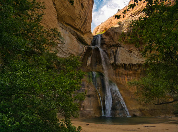 istock A waterfall with water basin in a canyon 1207327587