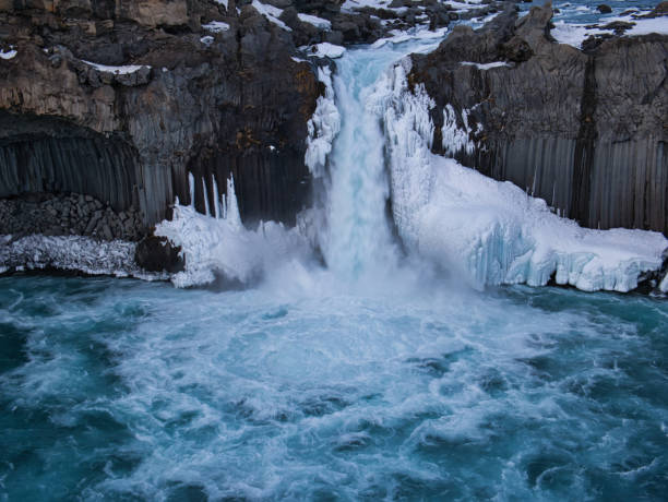 istock Close up of the raging Aldeyjarfoss waterfall 1207329360