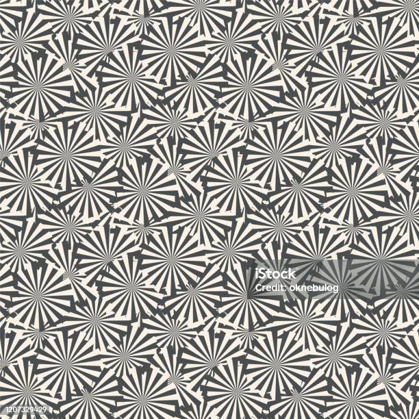 Striped Rays Pattern Striped Shapes With Rays Abstract Geometric Seamless Pattern Vector ...