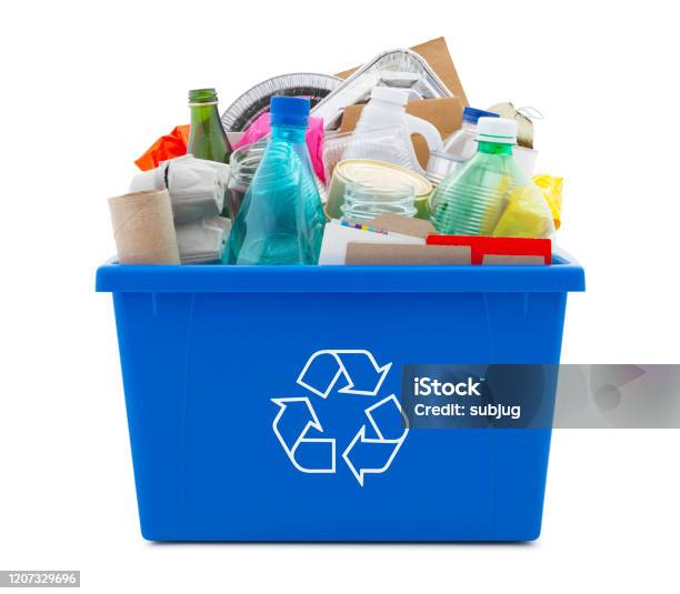 Recycling Bin Mixed Materials Stock Photo - Download Image Now - Recycling, Plastic, Recycling Symbol