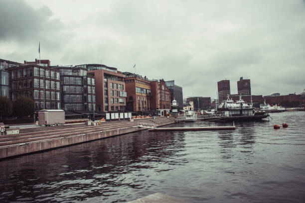 istock Famous Aker Brygge Harbour Under Overcast Sky In Oslo, Norway 1207331962