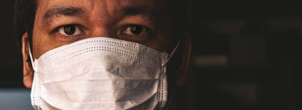 Closeup of man in mask