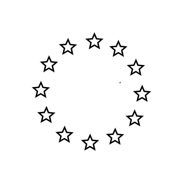 ilustrações, clipart, desenhos animados e ícones de ícone da linha de estrelas da união europa. vetor - european union flag flag backgrounds star shape