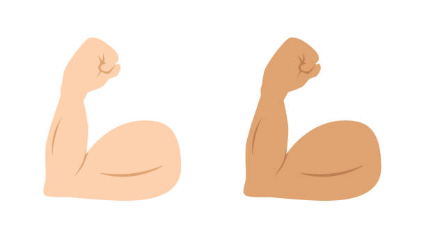 ilustrações, clipart, desenhos animados e ícones de emoji de bíceps flexionado, músculo emoji forte, ilustração vetorial - flexing muscles bicep men human arm