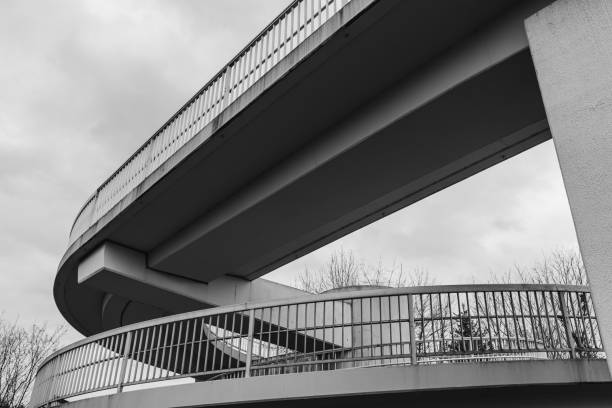 istock a pedestrian bridge as spiral in black and white 1207355975