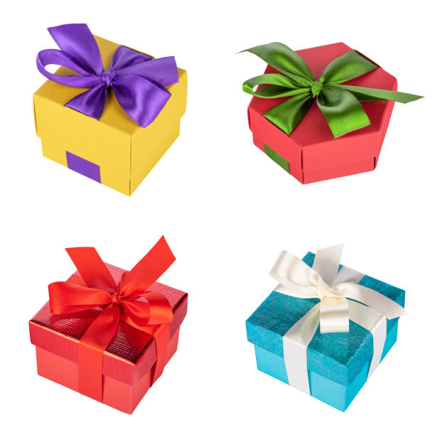 istock Set of multicolored gift boxes isolated on white background 1207357866