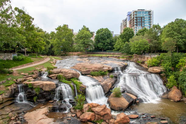 istock Waterfall in downtown Greenville South Carolina 1207360324
