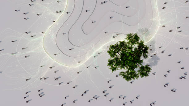 High angle view of a futuristic park