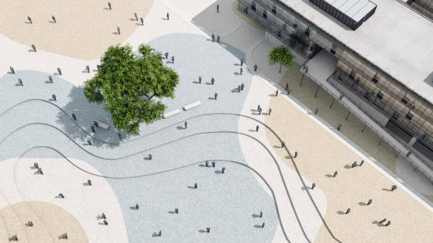 High angle view of a modern urban environment