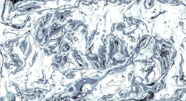 Photo of Indigo Abstract Hand Painted Splash, Art Artistic . Ink Acrylic Japanese Marble, Fluid Effect, Ice Blue Watercolor . Turquoise Geometric Ink Ebru