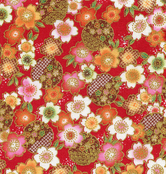 istock Multicolored floral kimono fabric 120736790