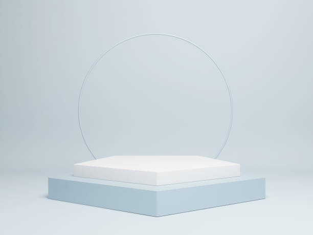 istock Mock up podium for product presentation, blue background 1207370214