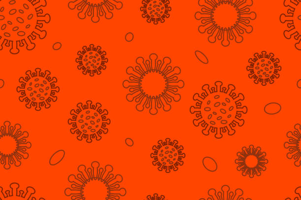Seamless pattern of Coronavirus 2019-nCoV under a microscope. Flat vector illustration. vector art illustration