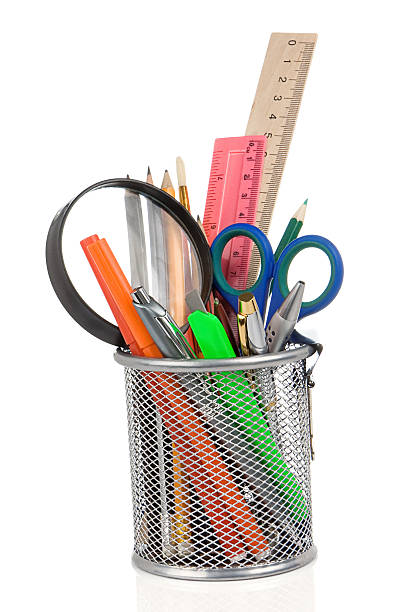 istock set of school accessories in holder on white 120738103