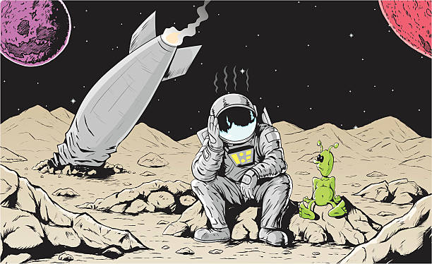 Crashed Astronaut vector art illustration