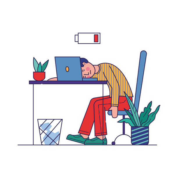 ilustrações, clipart, desenhos animados e ícones de funcionário cansado exausto com o trabalho - jogador cansado