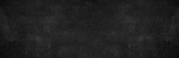 istock Blank wide screen Real chalkboard background texture in college concept for back to school panoramic wallpaper for black friday white chalk text draw graphic. Empty surreal room wall blackboard pale. 1207384252