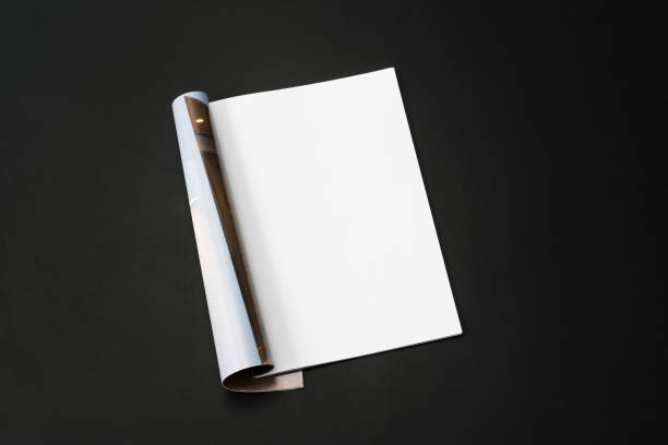 Mock-up magazine, newspaper or catalog isolated on black background.