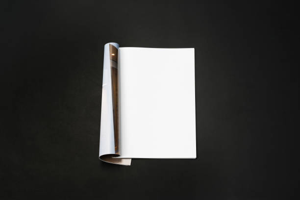 istock Mock-up magazine, newspaper or catalog isolated on black background. 1207387041