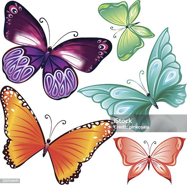 Набор Бабочки — стоковая векторная графика и другие изображения на тему Бабочка - Бабочка, Белый фон, Векторная графика