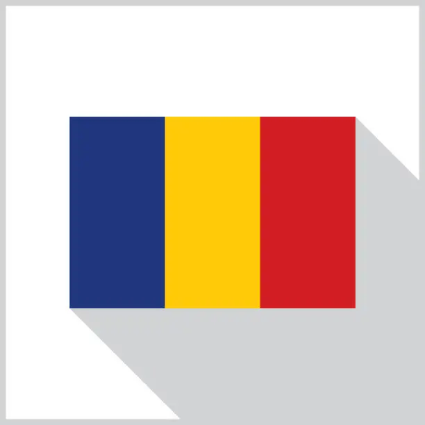 Vector illustration of Romania Gray Shadow Flag Icon