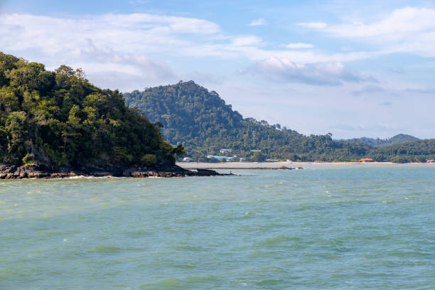 an island in andaman sea off the coast of phuket, thailand. - thailand beach nautical vessel phuket province imagens e fotografias de stock